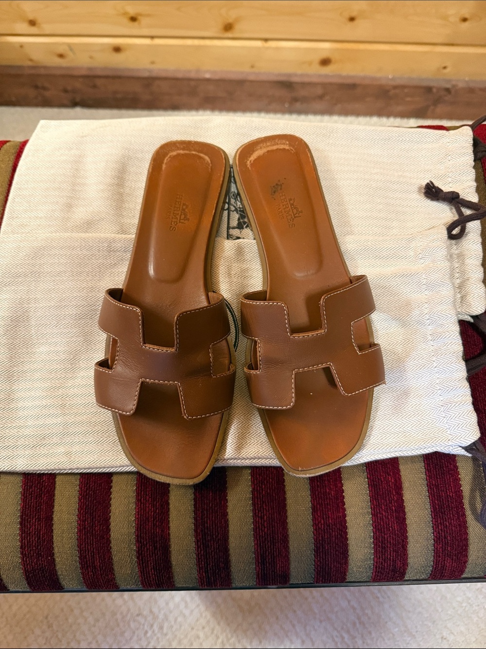 Hermes Gold Oran Sandals
